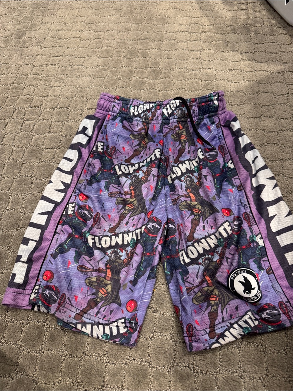 Flownite Purple Graphic Basketball Shorts for Kids
